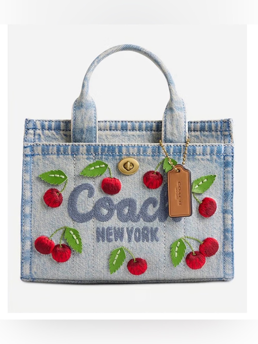 Coach Cargo Tote bag 20 with Red Cherry Embroidery